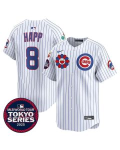 Youth Chicago Cubs #8 Ian Happ White Tokyo 2025 Cool Base Stitched Baseball Jersey (White)