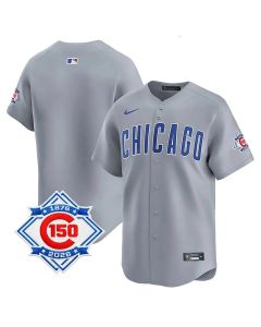 Youth Chicago Cubs Grey Nike Road Vapor Limited 150th Anniversary Patch Jersey (Grey)