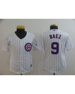 Youth Chicago Cubs White #9 Javier Baez Cool Base Stitched MLB Jersey