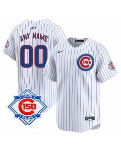 Youth Chicago Cubs White Home Nike Vapor Limited 150th Anniversary Authentic Lettering Custom Jersey (White)