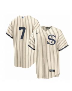 Youth Chicago White Sox #7 Tim Anderson 2021 Cream/Navy Name&Number Field of Dreams Cool Base Stitched Jersey