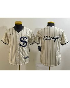 Youth Chicago White Sox Cream Team Big Logo Stitched Jersey 02