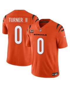 Youth Cincinnati Bengals #0 DJ Turner II Orange 2026 1-Star C Patch Vapor F.U.S.E. Untouchable Limited Jersey