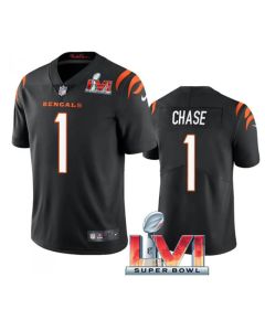 Youth Cincinnati Bengals #1 Ja'Marr Chase 2022 Black Super Bowl LVI Vapor Limited Stitched Jersey