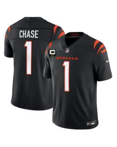 Youth Cincinnati Bengals #1 Ja'Marr Chase Black 2026 2-Star C Patch Vapor F.U.S.E. Untouchable Limited Jersey