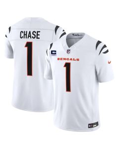Youth Cincinnati Bengals #1 Ja'Marr Chase White 2026 2-Star C Patch Vapor F.U.S.E. Untouchable Limited Jersey