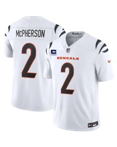 Youth Cincinnati Bengals #2 Evan McPherson White 2026 2-Star C Patch Vapor F.U.S.E. Untouchable Limited Jersey