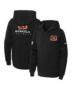Youth Cincinnati Bengals Black Sideline Club Fleece Pullover Hoodie