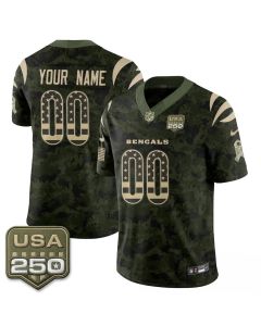 Youth Cincinnati Bengals Camo 2026 Salute to Service Vapor F.U.S.E. Limited Custom Jersey (2026)