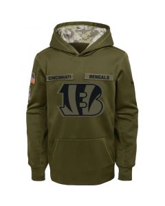 Youth Cincinnati Bengals Olive Salute to Service Pullover Performance NFL Hoodie