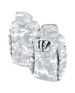 Youth Cincinnati Bengals White/Gray 2024 Salute To Service Pullover Hoodie (White Gray)