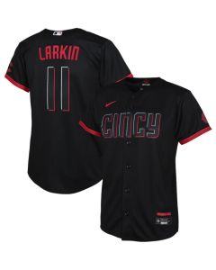Youth Cincinnati Reds #11 Barry Larkin Black 2023 City Connect Stitched Baseball Jersey