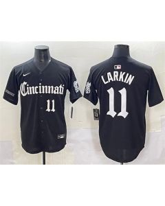 Youth Cincinnati Reds #11 Barry Larkin Black "Gothic Queen City Edition" Vapor Premier Limited Stitched Baseball Jersey (Black)