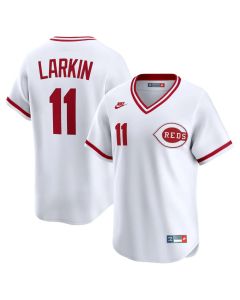 Youth Cincinnati Reds #11 Barry Larkin Nike White Throwback Cooperstown Collection Limited Jersey (White)