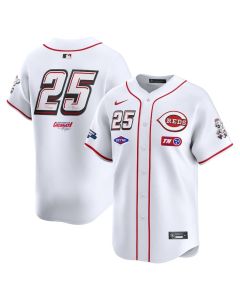 Youth Cincinnati Reds #25 White 2025 MLB Speedway Classic Home Limited Jersey