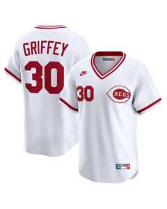 Youth Cincinnati Reds #30 Ken Griffey Nike White Throwback Cooperstown Collection Limited Jersey