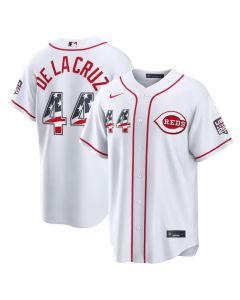 Youth Cincinnati Reds #44 Elly De La Cruz Nike White USA 250 Fourth of July Home Stadium Jersey (White)