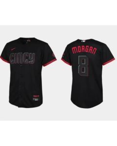 Youth Cincinnati Reds #8 Joe Morgan Black 2023 City Connect Stitched Baseball Jersey