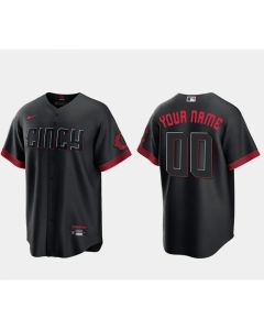 Youth Cincinnati Reds Black 2023 City Connect Cool Base Custom Jersey (Black)