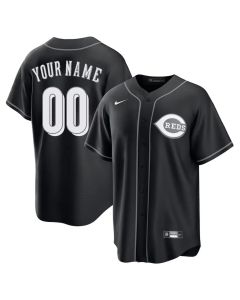 Youth Cincinnati Reds Custom Black Lights Out Replica Jersey (Black)