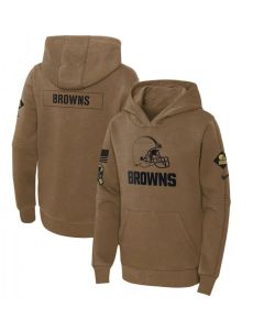 Youth Cleveland Browns 2023 Brown Salute to Service Pullover Hoodie