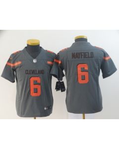Youth Cleveland Browns #6 Baker Mayfield Gray Inverted Legend Stitched NFL Jersey