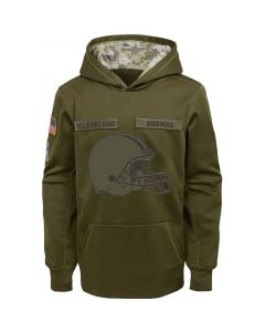 Youth Cleveland Browns Olive Salute to Service Pullover Performance NFL Hoodie