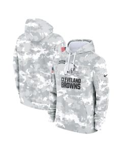 Youth Cleveland Browns White/Gray 2024 Salute To Service Pullover Hoodie (White Gray)
