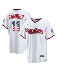 Youth Cleveland Guardians #11 Jose Ramirez Nike White USA 250 Fourth of July Home Stadium Jersey