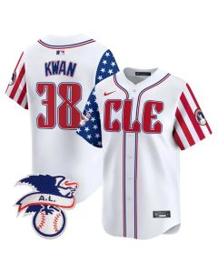 Youth Cleveland Guardians #38 Steven Kwan White 2024 Fourth Of July Vapor Premier Limited Jersey (White)