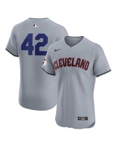 Youth Cleveland Guardians #42 Jackie Robinson Nike Gray Road 2024 Jackie Robinson Day Elite Jersey