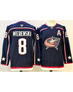 Youth Columbus Blue Jackets #8 Zach Werenski Navy With A Patch Stitched Hockey Jersey