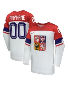Youth Czech Republic Hockey Custom White 2026 Away Replica Jersey