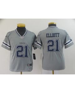 Youth Dallas Cowboys #21 Ezekiel Elliott Gary Inverted Legend Stitched NFL Jersey
