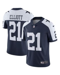 Youth Dallas Cowboys #21 Ezekiel Elliott Navy Blue Thanksgiving Vapor Untouchable Limited Stitched NFL Jersey