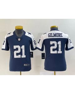 Youth Dallas Cowboys #21 Stephon Gilmore Navy Thanksgiving Limited Stitched Football Jersey