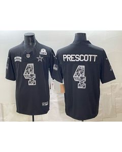 Youth Dallas Cowboys #4 Dak Prescott Black With Patch 2026 Salute to Service Vapor F.U.S.E. Limited Jersey