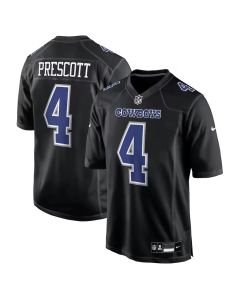 Youth Dallas Cowboys #4 Dak Prescott Carbon Black Fashion Game Jersey (Black)