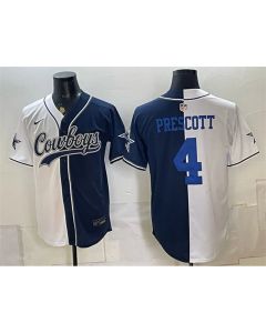 Youth Dallas Cowboys #4 Dak Prescott Navy Split Stitched Jersey (Navy)