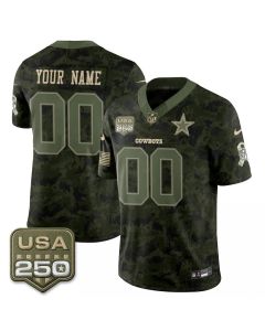 Youth Dallas Cowboys Camo 2026 Salute to Service Vapor F.U.S.E. Limited Custom Jersey (Style 4)