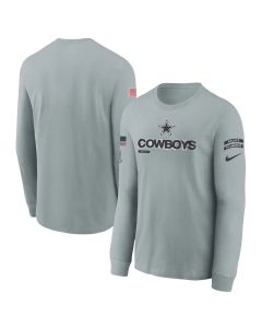 Youth Dallas Cowboys Gray 2024 Salute To Service Long Sleeve T-Shirt (Gray)