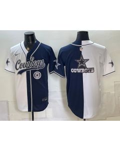 Youth Dallas Cowboys Navy Split Cool Base Stitched Baseball Jersey (Style 11)