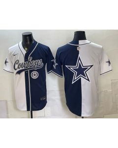 Youth Dallas Cowboys Navy Split Cool Base Stitched Baseball Jersey (Style 17)