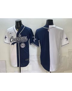 Youth Dallas Cowboys Navy Split Cool Base Stitched Baseball Jersey (Style 2)