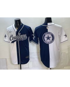 Youth Dallas Cowboys Navy Split Cool Base Stitched Baseball Jersey (Style 30)