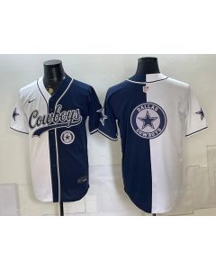 Youth Dallas Cowboys Navy Split Cool Base Stitched Baseball Jersey (Style 32)