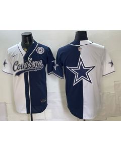 Youth Dallas Cowboys Navy Split Cool Base Stitched Baseball Jersey (Style 34)