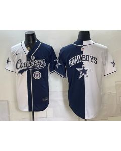 Youth Dallas Cowboys Navy Split Cool Base Stitched Baseball Jersey (Style 5)