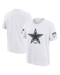 Youth Dallas Cowboys White 2024 Salute To Service T-Shirt (White)