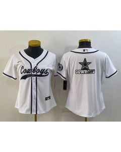 Youth Dallas Cowboys White Team Big Logo With Patch Cool Base Stitched Baseball Jersey
